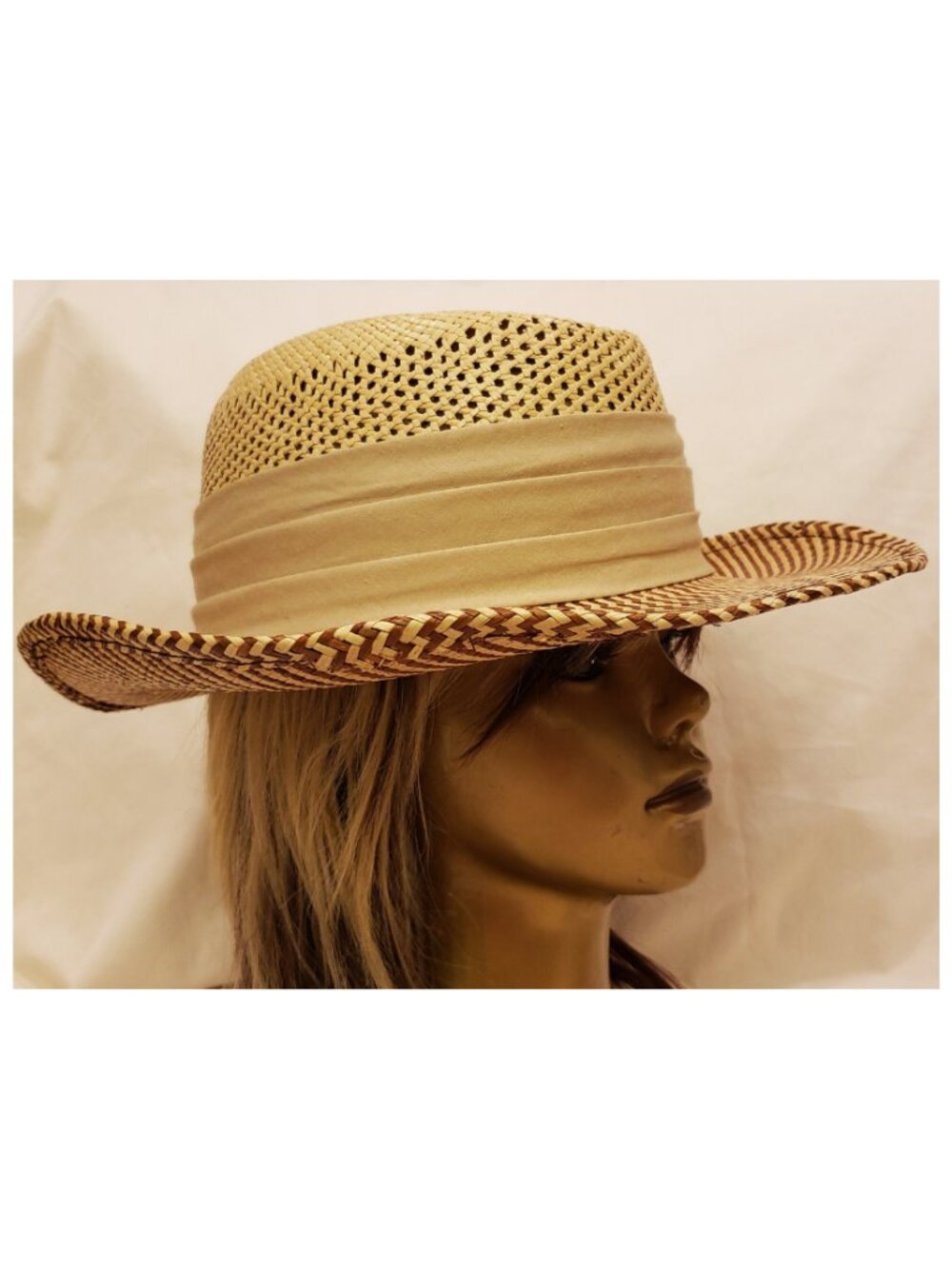 SONNI San Francisco Women's Woven Wide Brim Sun Hat One Size Natural Fiber Blend